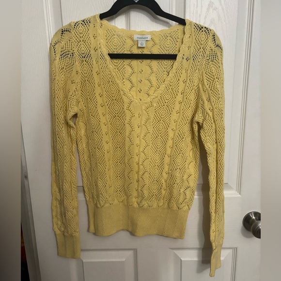 Sundance | Meadow Mornings Sweater Lemonade Yellow Pointelle Sz S - Picture 3 of 9